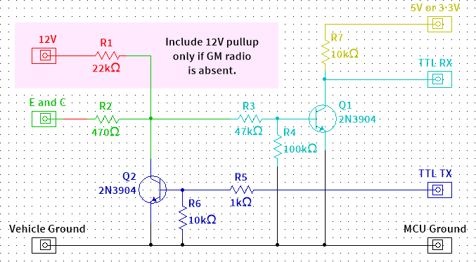 Schematic of E&C microcontroller interface
